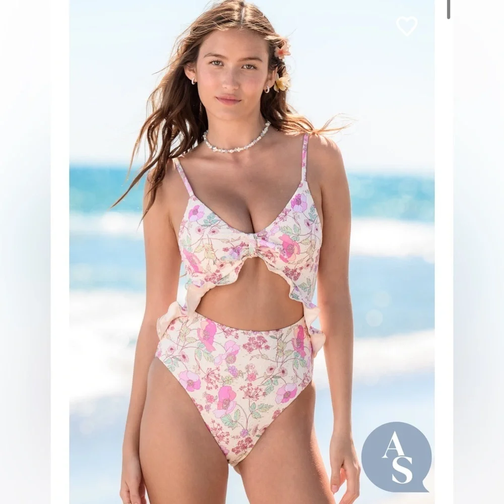 New with tags Altar’d State Tiki Floral Eyelet Cutout Swimsuit
